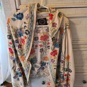 Johnny was embroidered hoodie wrap